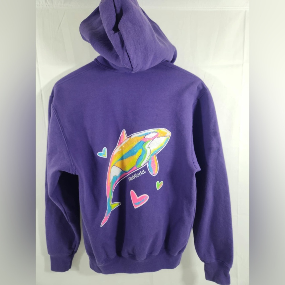 Vtg 90s Sea World Shamu Hoodie XL USA Killer Whale Seaworld Theme Park Animals
